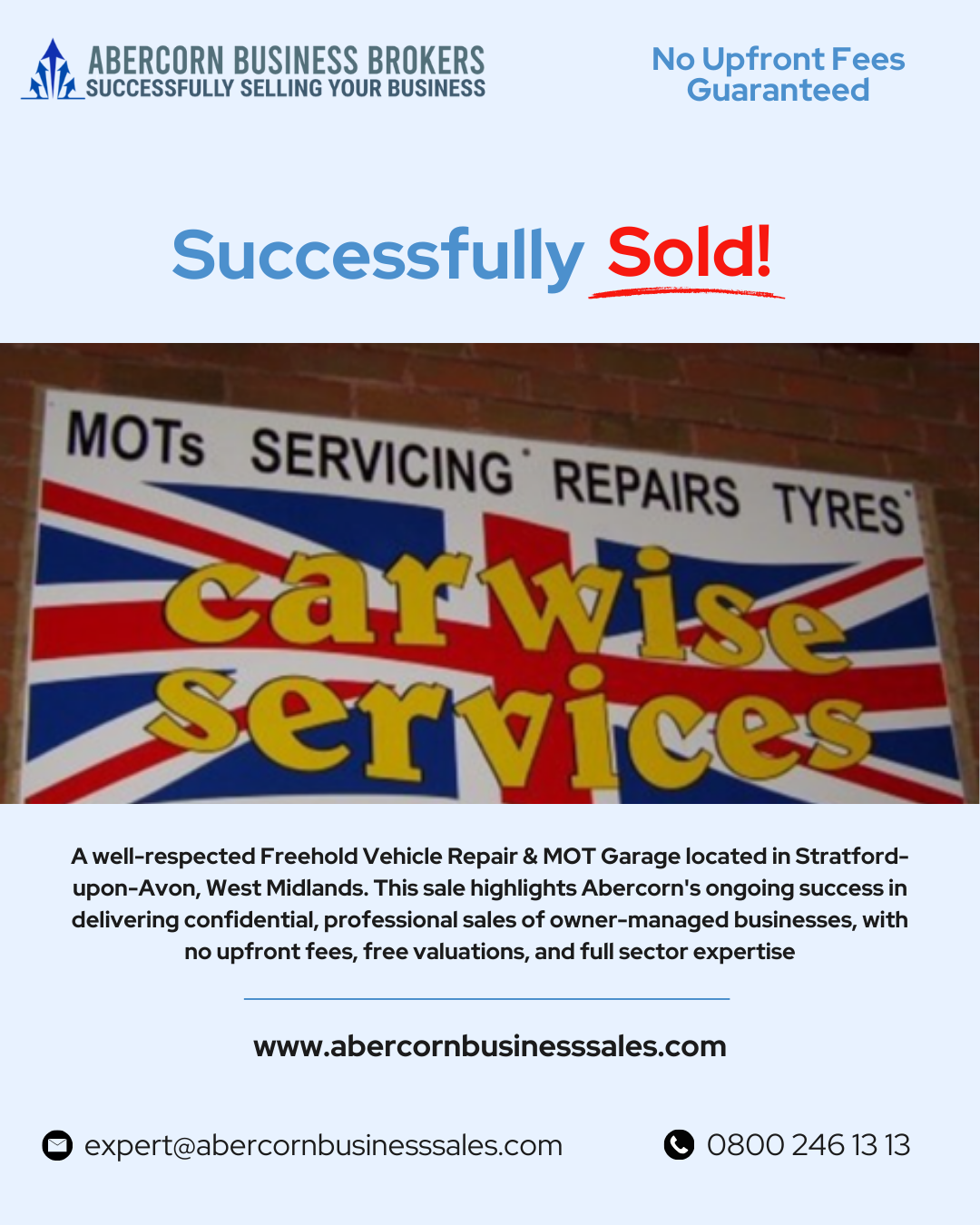 Vehicle Repair &amp; MOT Garage Sold !
